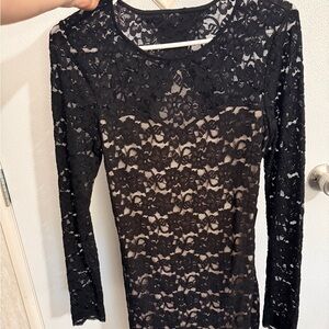 Express Black Lace Long Sleeve Mini Dress